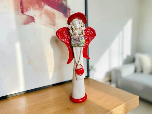 Anioł Coco Art -  30 x 14 cm figurka dekoracyjna gipsowa