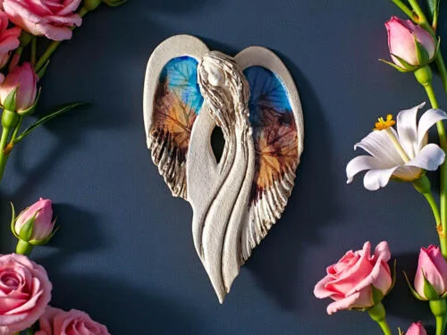 Anioł Cynthia Art Leaf -  30 x 17 cm figurka dekoracyjna gipsowa