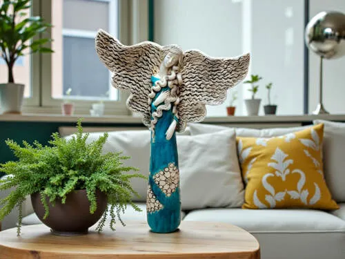 Anioł Dorothy - turkus -  45 x 30 cm figurka dekoracyjna gipsowa