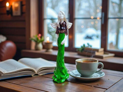 Anioł Margaret - zielony -  32 cm figurka dekoracyjna gipsowa