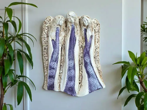 Anioły Wiara Nadzieja Miłość - szare -  28 x 20 cm figurka dekoracyjna gipsowa