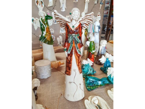 Anioł Lily Art Leaf - brązowy -  35 x 15 cm figurka dekoracyjna gipsowa