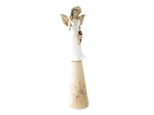 Anioł Chloe - biały -  50 x 15 cm figurka dekoracyjna gipsowa