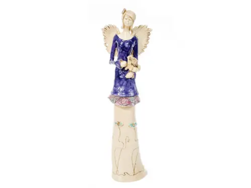 Anioł Mia - fiolet ciemny -  40 x 16 cm figurka dekoracyjna gipsowa