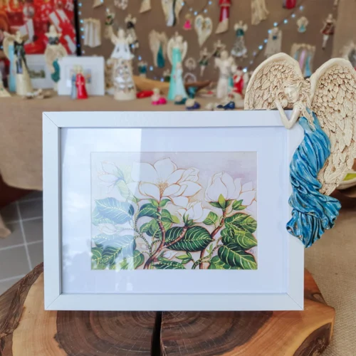 Andrea + Ramka Prosta - turkus prawa -  19 x 11 cm figurka dekoracyjna gipsowa