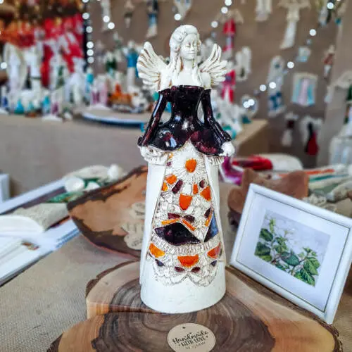 Anioł Anna - brąz -  35 x 15 cm figurka dekoracyjna gipsowa