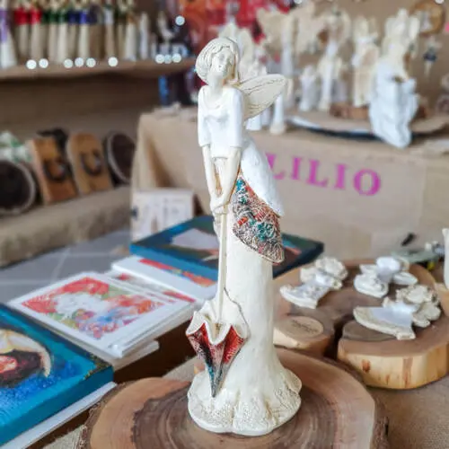 Anioł Annabel - biały -  35 x 15 cm figurka dekoracyjna gipsowa