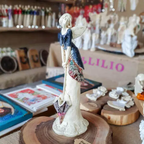 Anioł Annabel - granat -  35 x 15 cm figurka dekoracyjna gipsowa