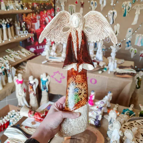 Anioł Clara Art - brąz -  40 x 28 cm figurka dekoracyjna gipsowa