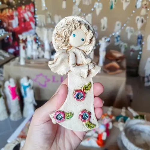 Liolinka z fletem Art Element -  16 x 7 cm figurka dekoracyjna gipsowa