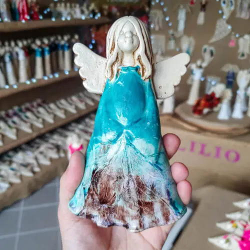 Anioł Monica Art Leaf -  18 x 10 cm figurka dekoracyjna gipsowa