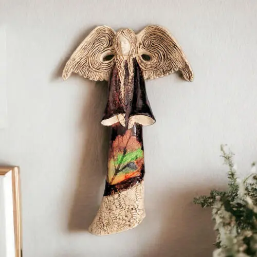 Anioł Clara Art Leaf - brąz -  40 x 28 cm figurka dekoracyjna gipsowa
