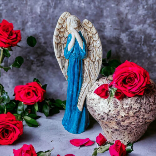 Anioł Gabriel - turkus - 40 x 18 cm figurka dekoracyjna gipsowa