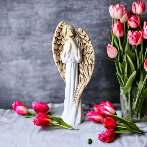 Duży Anioł na I Komunię  -  40 x 18 cm figurka dekoracyjna gipsowa