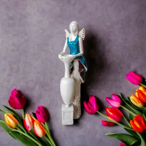 Anioł Suri - turkus -  32 x 15 cm figurka dekoracyjna gipsowa