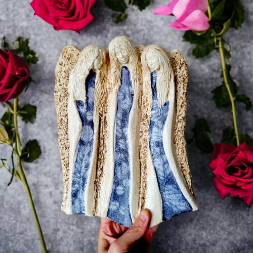 Anioły Wiara Nadzieja Miłość Art Leaf - szare -  28 x 20 cm figurka dekoracyjna gipsowa