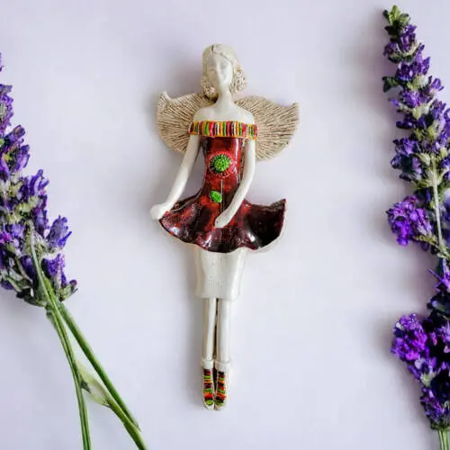 Anioł Theresa - brązowy -  30 x 14 cm figurka dekoracyjna gipsowa