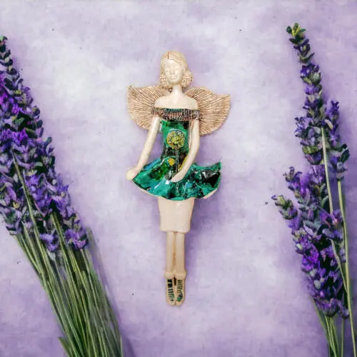 Anioł Theresa Art - turkus -  30 x 14 cm figurka dekoracyjna gipsowa
