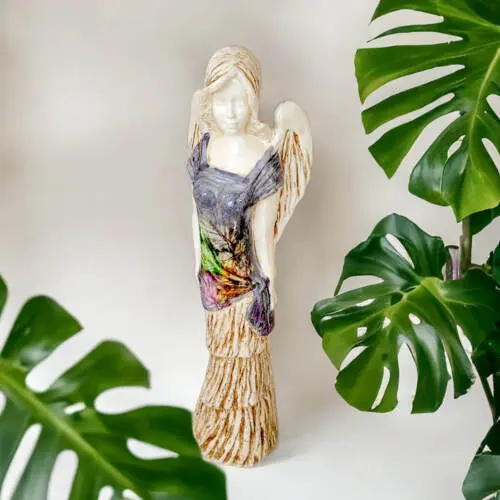 Anioł Victoria Art Leaf - szary -  62 x 19 cm figurka dekoracyjna gipsowa