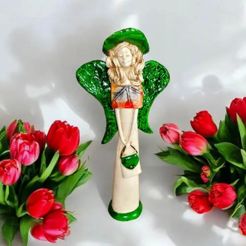 Anioł Coco Art Leaf  -  30 x 14 cm figurka dekoracyjna gipsowa
