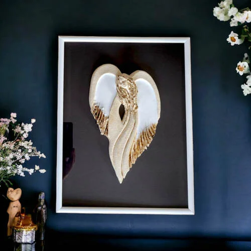 Figurka anioła Cynthia + Ramka - biała -  30 x 17 cm figurka dekoracyjna