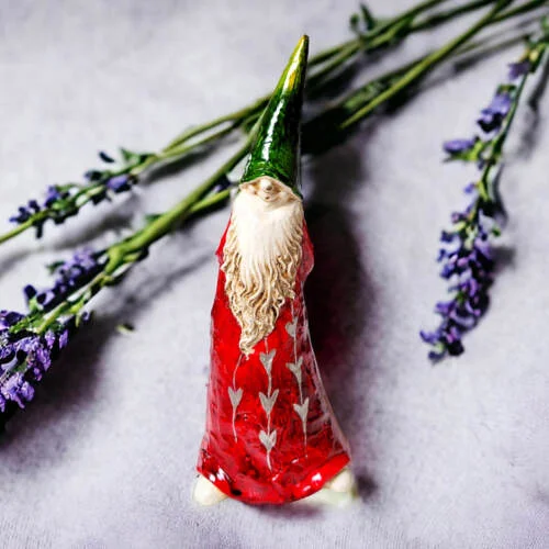 Skrzat Dobra Rada - zielony czerwony -  18 x 7 cm figurka dekoracyjna gipsowa