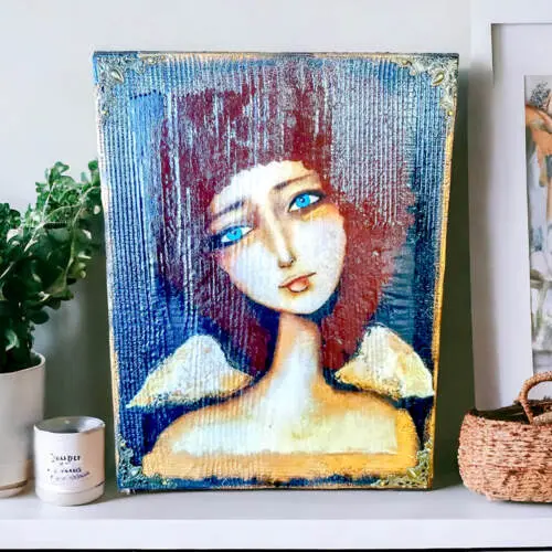 Anioł Kalina - obraz na desce -  22.5 x 29.5 cm