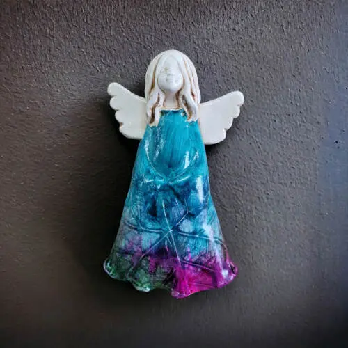 Anioł Monica Art Leaf -  18 x 10 cm figurka dekoracyjna gipsowa