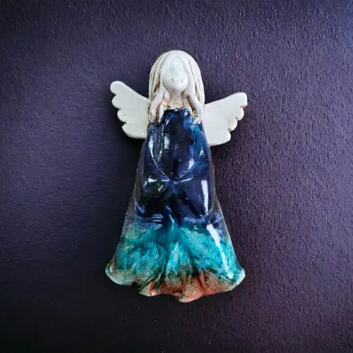 Anioł Monica Art Leaf -  18 x 10 cm figurka dekoracyjna gipsowa