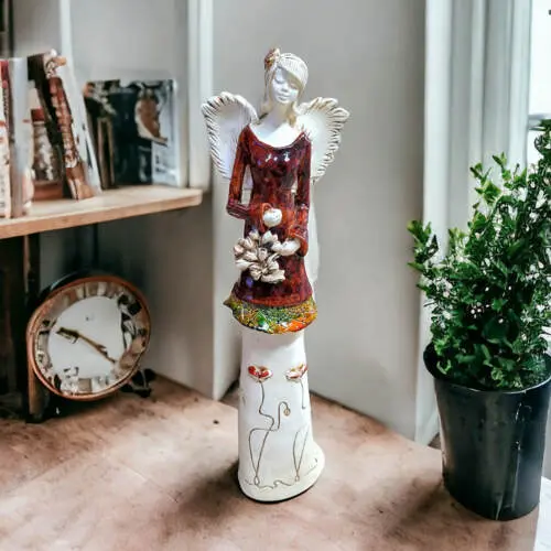 Anioł Mia - brąz -  40 x 16 cm figurka dekoracyjna gipsowa