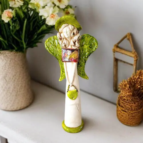 Anioł Coco Art Leaf -  30 x 14 cm figurka dekoracyjna gipsowa