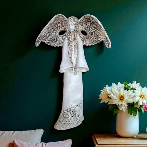 Anioł Clara - beżowy -  40 x 28 cm figurka dekoracyjna gipsowa