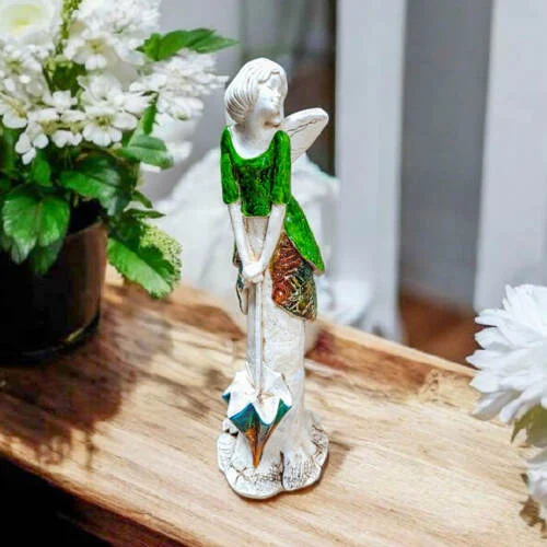 Anioł Annabel - zielony -  35 x 15 cm figurka dekoracyjna gipsowa