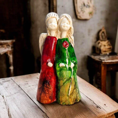 Anioły Apple & Ella Art Leaf -  18 x 10 cm figurka dekoracyjna gipsowa