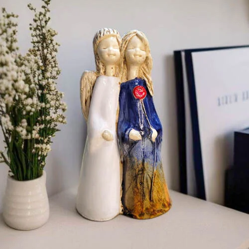 Anioł Apple & Ella Art Leaf -  18 x 10 cm figurka dekoracyjna gipsowa