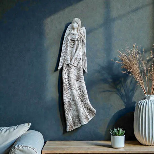 Anioł Genesis - wiszący beżowy -  55 x 20 cm figurka dekoracyjna gipsowa