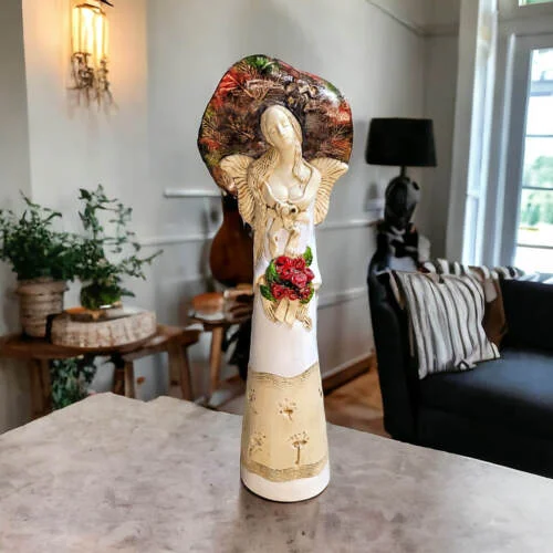 Anioł Mabel Art Leaf -  47 x 18 cm figurka dekoracyjna gipsowa