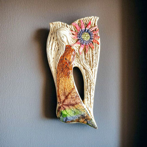 Anioł Xenylla Art - pomarańcz -  figurka dekoracyjna gipsowa 31 x 16 cm