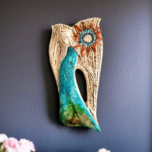 Anioł Xenylla Art - turkus -  figurka dekoracyjna gipsowa 31 x 16 cm