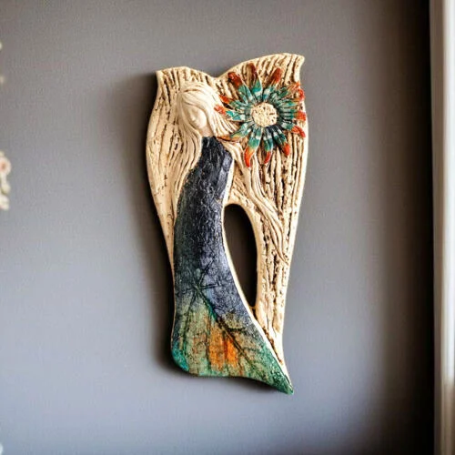 Anioł Xenylla Art - granat -  figurka dekoracyjna gipsowa 31 x 16 cm