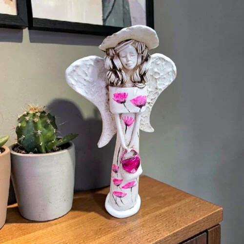 Anioł Coco Art Flower -  30 x 14 cm figurka dekoracyjna gipsowa