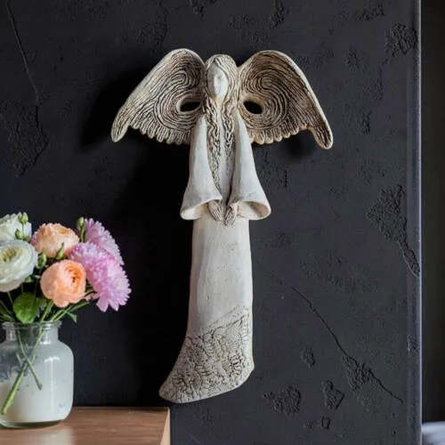 Anioł Clara - beżowy -  40 x 28 cm figurka dekoracyjna gipsowa