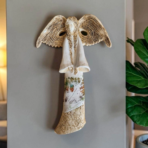 Anioł Clara Art Leaf - biała - 40 x 28 cm figurka dekoracyjna gipsowa