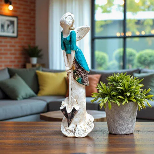 Anioł Annabel - turkus -  35 x 15 cm figurka dekoracyjna gipsowa