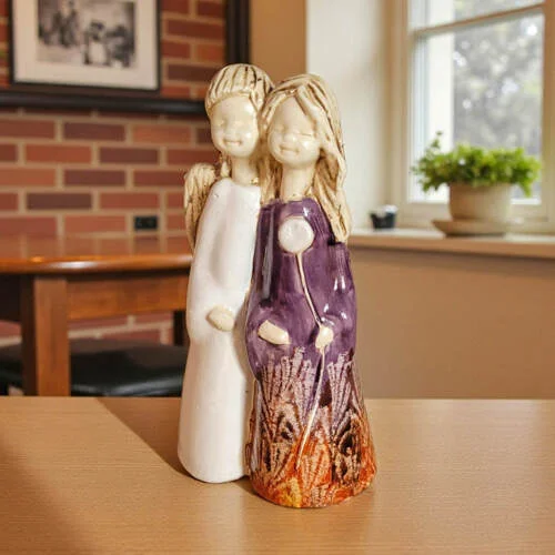 Anioły Apple & Ella Art - biało szare -  18 x 10 cm figurka dekoracyjna gipsowa