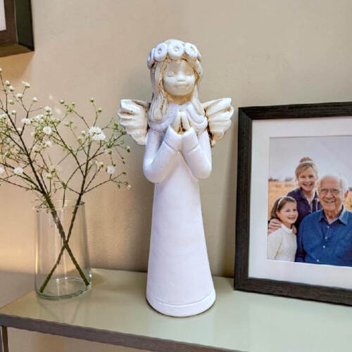 Aniołek Eva - biała -  15 cm figurka dekoracyjna gipsowa