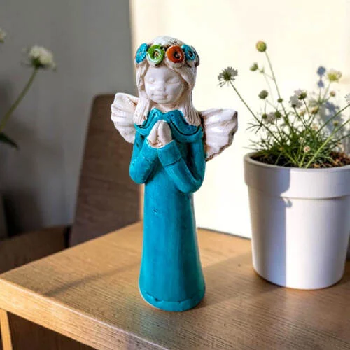 Aniołek Eva - turkus -  15 cm figurka dekoracyjna gipsowa