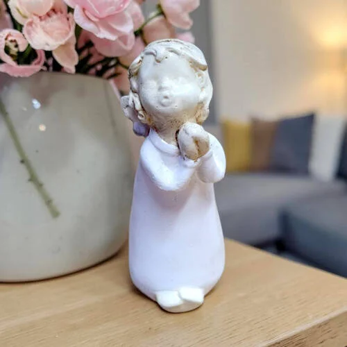 Anioł Marcel - biały -  15 x 7.5 cm figurka dekoracyjna gipsowa