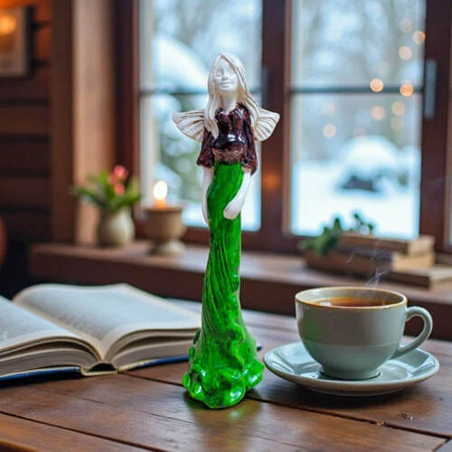 Anioł Margaret - zielony -  32 cm figurka dekoracyjna gipsowa