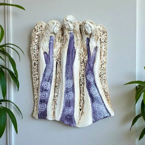 Anioły Wiara Nadzieja Miłość - szare -  28 x 20 cm figurka dekoracyjna gipsowa